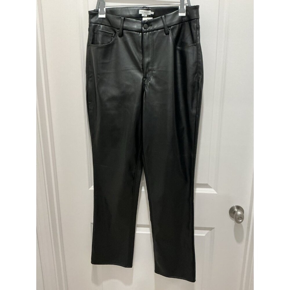 Good American Good Icon Faux Leather Pant Size 15 Black 5 Pocket NWT